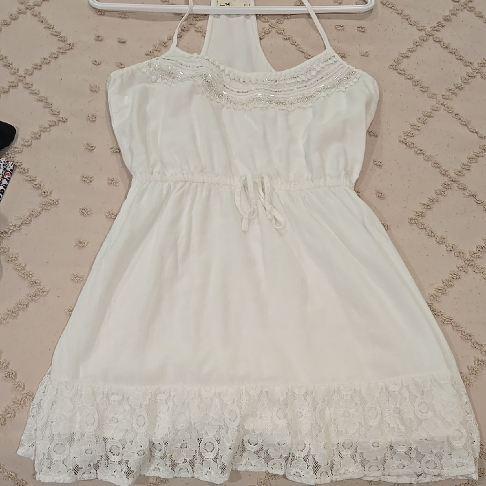 White Lace Halter Dress